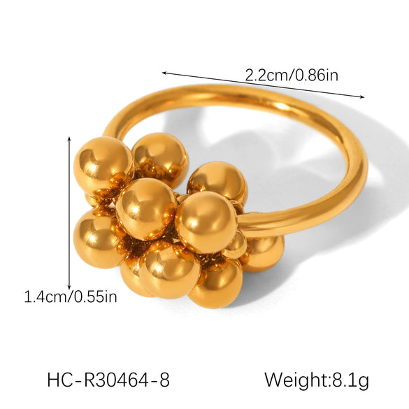 Stainless Steel Ball Bead Rings Geometric Style Electroplated Women's Hand Jewelry