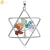 Stainless Steel Ball Chain Necklace With Crystal Merkaba Star And Wrapped Tree Of Life Pendant Personality Jewelry