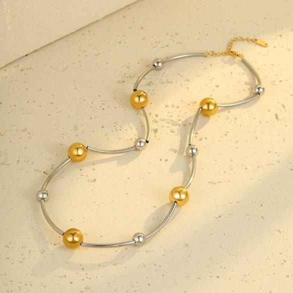 Stainless Steel Ball Necklace Electroplating Fashion Style