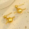 Stainless Steel Ball Pendant Earrings For Women Fashion Simple Nonfading Electroplated