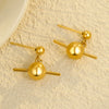Stainless Steel Ball Pendant Earrings For Women Fashion Simple Nonfading Electroplated