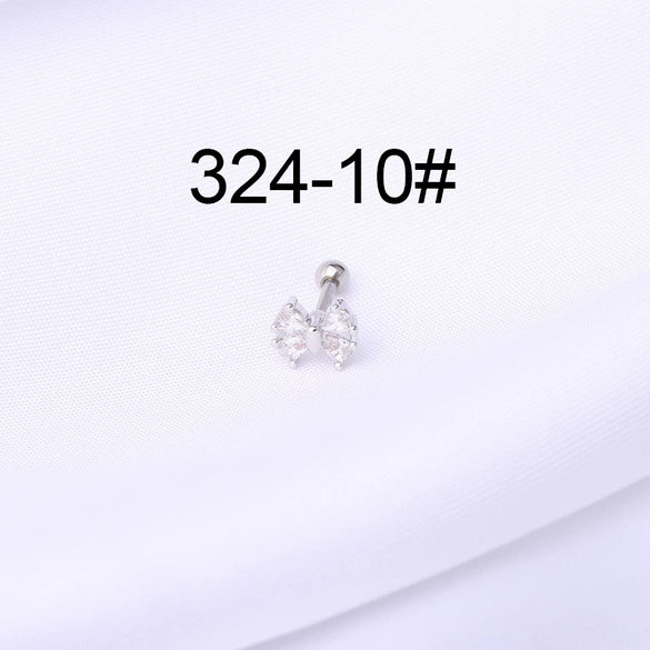 Stainless Steel Ball Puncture Earrings Cartoon Style With Flower Pattern Electroplated