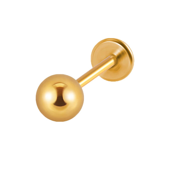 Stainless Steel Ball Tshaped Electroplating Style Earrings With Single Diamond And Round Zircon