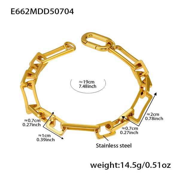 Stainless Steel Bamboo Chain Women's Bracelet Geometric 18K Goldplated Hiphop Jewelry