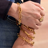 Stainless Steel Bamboo Chain Women's Bracelet Geometric 18K Goldplated Hiphop Jewelry