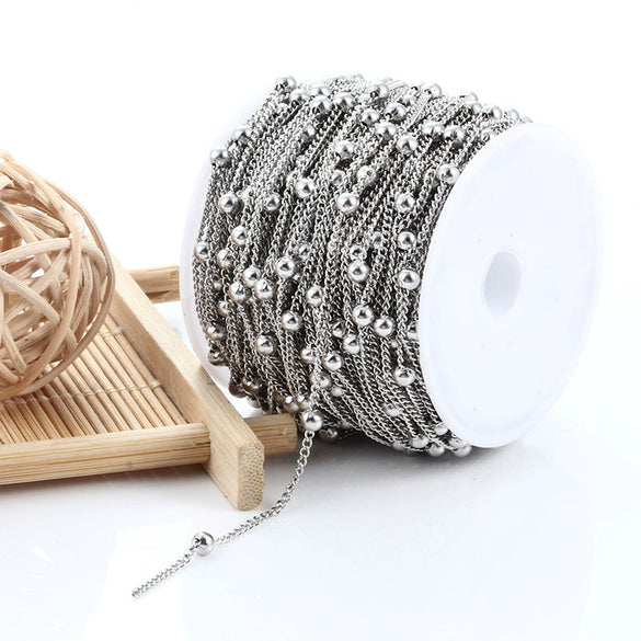 Stainless Steel Bead Chain Jewelry Accessories For Female Light Luxury Fashion With Electrolytic Electroplating