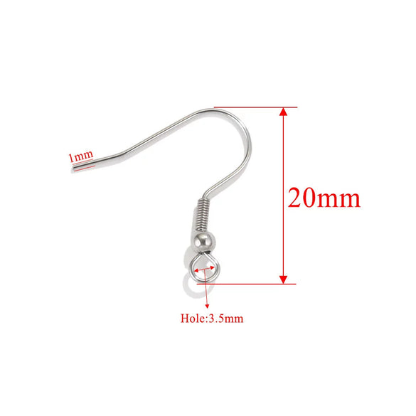 Stainless Steel Bead Spring Ear Hook Earrings Diy Jewelry Accessories With Real Gold Plating