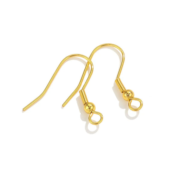 Stainless Steel Bead Spring Ear Hook Earrings Diy Jewelry Accessories With Real Gold Plating