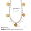 Stainless Steel Beaded Necklace Plated With Gold Pendant Jewelry With White Freshwater Pearl For Women