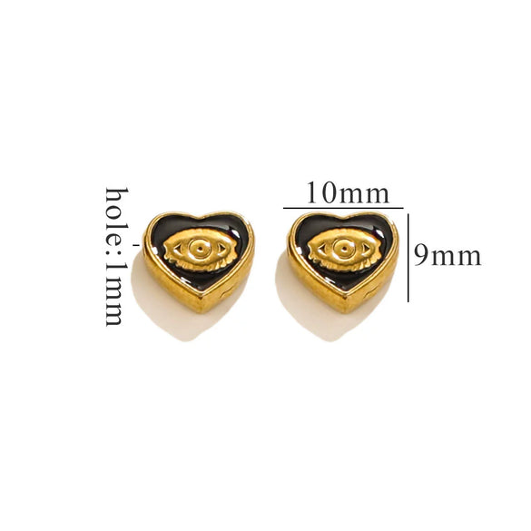 Stainless Steel Beaded Square Double Sided Enamel Drop Oil Eye Spacer Beads For Diy Jewelry Accessories 18K Gold Vacuum Plated With Eight Eyes Pattern