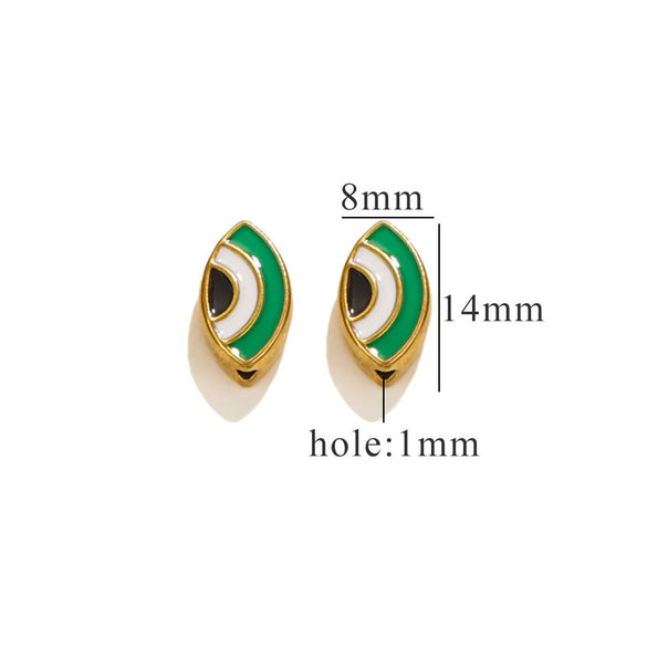Stainless Steel Beaded Square Double Sided Enamel Drop Oil Eye Spacer Beads For Diy Jewelry Accessories 18K Gold Vacuum Plated With Eight Eyes Pattern