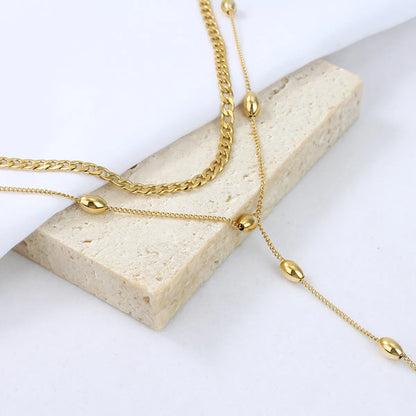 Geometric Stainless Steel Titanium Steel Patchwork Plating Necklace