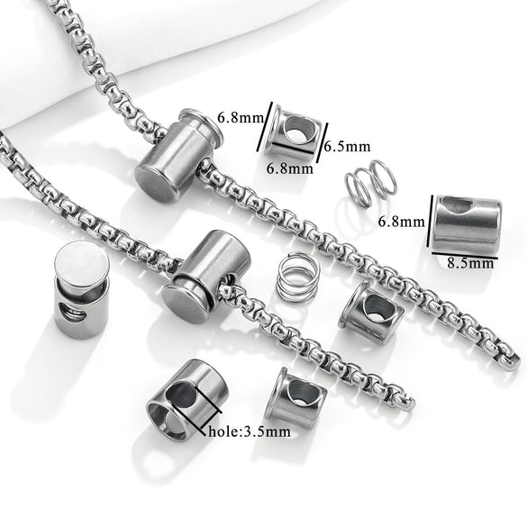 Stainless Steel Bell Elastic Spring Push Pull Adjustment Titanium Steel Buckle Accessories Handmade Chain Positioning Button With Hirback Pattern And Electroplating Treatment
