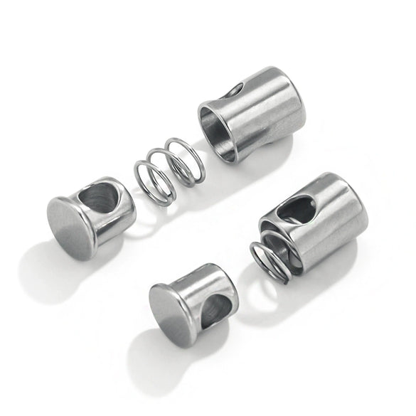 Stainless Steel Bell Elastic Spring Push Pull Adjustment Titanium Steel Buckle Accessories Handmade Chain Positioning Button With Hirback Pattern And Electroplating Treatment