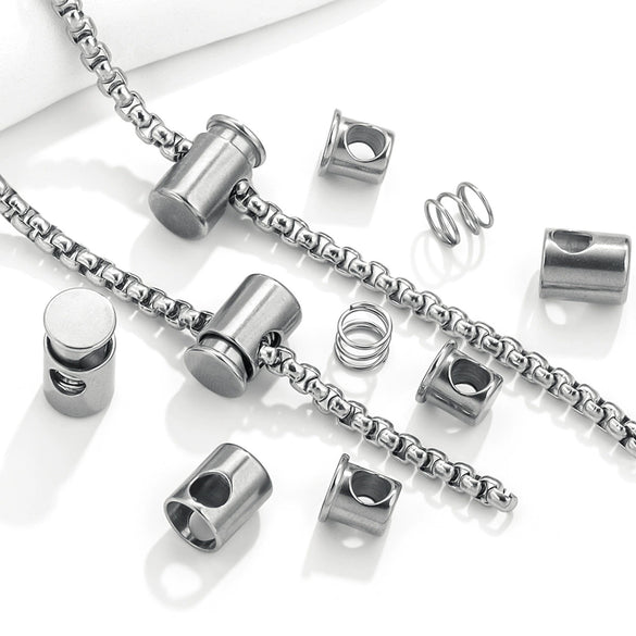 Stainless Steel Bell Elastic Spring Push Pull Adjustment Titanium Steel Buckle Accessories Handmade Chain Positioning Button With Hirback Pattern And Electroplating Treatment
