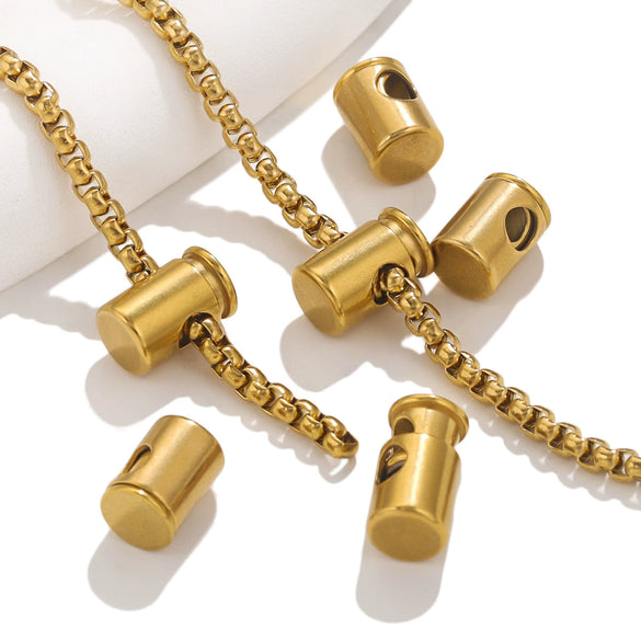 Stainless Steel Bell Elastic Spring Push Pull Adjustment Titanium Steel Buckle Accessories Handmade Chain Positioning Button With Hirback Pattern And Electroplating Treatment
