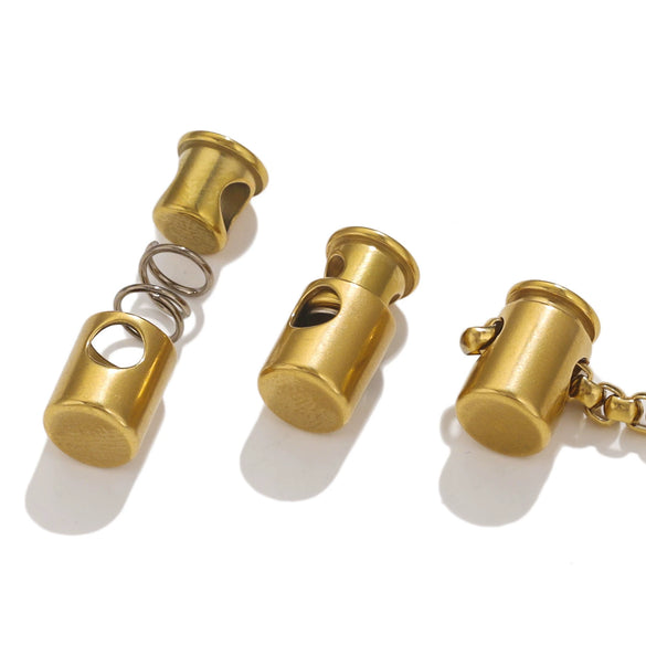 Stainless Steel Bell Elastic Spring Push Pull Adjustment Titanium Steel Buckle Accessories Handmade Chain Positioning Button With Hirback Pattern And Electroplating Treatment