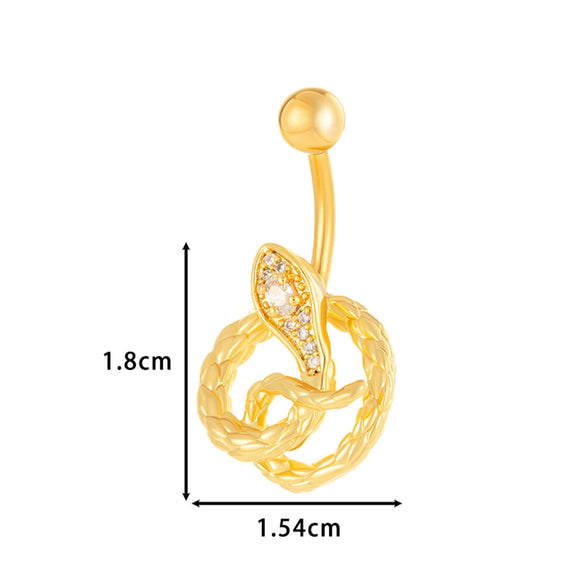 Stainless Steel Belly Button Ring Love Bow Snake Shape Electroplated Women's Jewelry