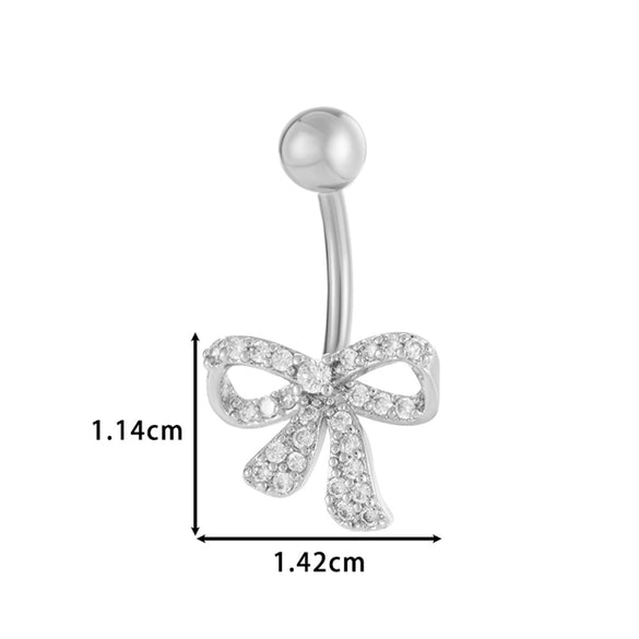 Stainless Steel Belly Button Ring Love Bow Snake Shape Electroplated Women's Jewelry