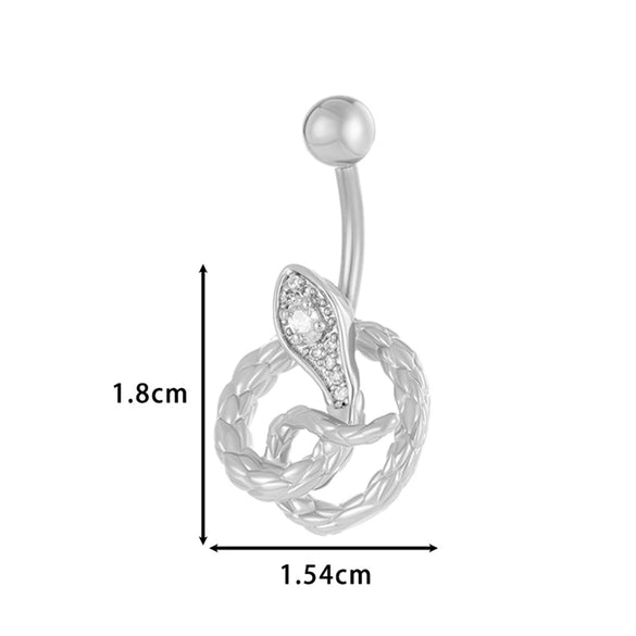 Stainless Steel Belly Button Ring Love Bow Snake Shape Electroplated Women's Jewelry