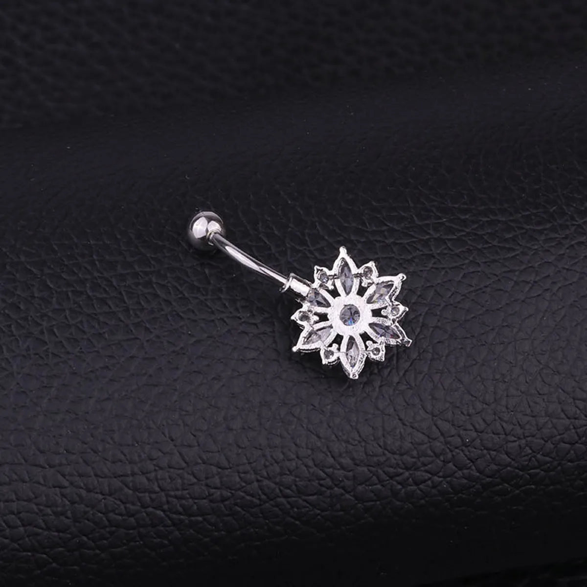 Fashion Flower Stainless Steel Inlaid Zircon Belly Ring