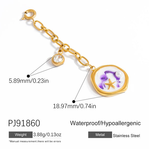 Stainless Steel Bikini Buckle With Starfish Shell Pendant Ocean Pattern Electroplated 18K Gold Color Jewelry For Women
