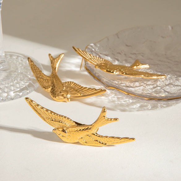 Stainless Steel Bird Pattern Electroplated Jewelry Earrings Hairpin