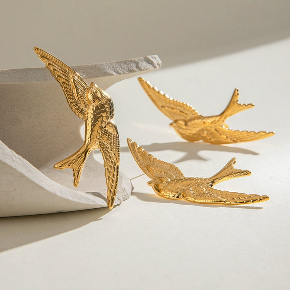 Stainless Steel Bird Pattern Electroplated Jewelry Earrings Hairpin