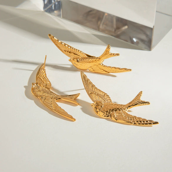 Stainless Steel Bird Pattern Electroplated Jewelry Earrings Hairpin