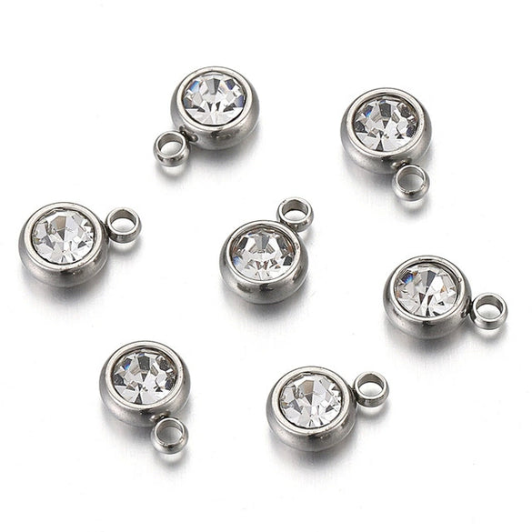 Stainless Steel Birthday Stone Pendant Jewelry Accessories With Electroplating