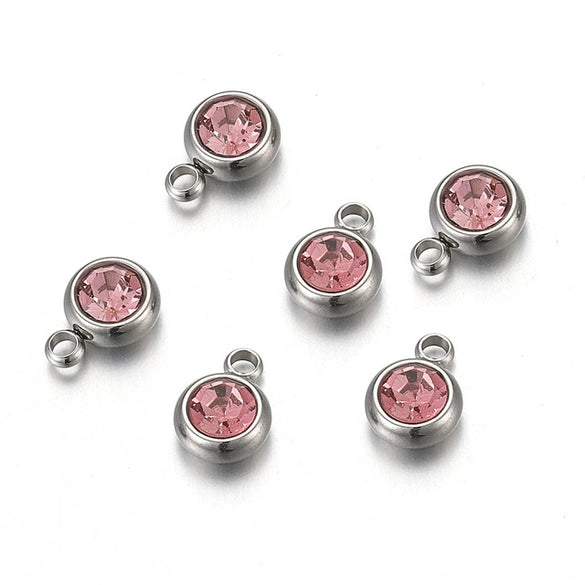 Stainless Steel Birthday Stone Pendant Jewelry Accessories With Electroplating