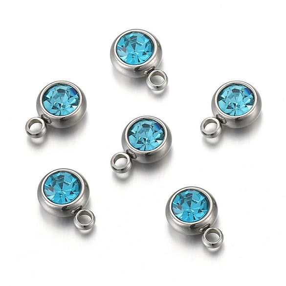 Stainless Steel Birthday Stone Pendant Jewelry Accessories With Electroplating
