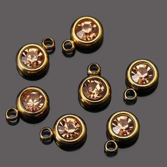Stainless Steel Birthday Stone Pendant Jewelry Accessories With Electroplating