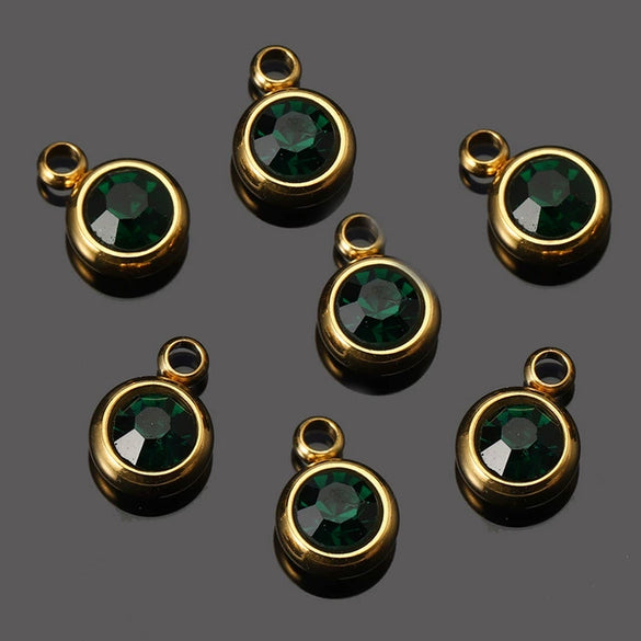 Stainless Steel Birthday Stone Pendant Jewelry Accessories With Electroplating
