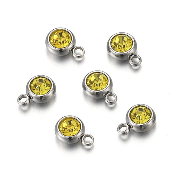 Stainless Steel Birthday Stone Pendant Jewelry Accessories With Electroplating