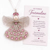Stainless Steel Birthstone Angel Pendant With Crystal Pearl Charm Elegant Romantic Birthday Gift Jewelry Set