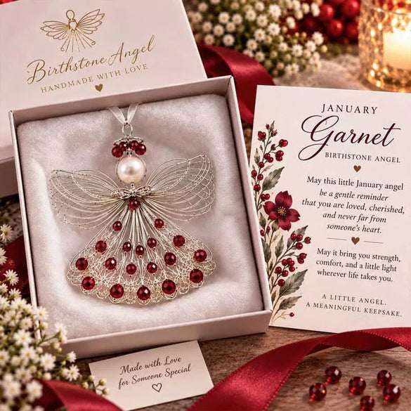 Stainless Steel Birthstone Angel Pendant With Crystal Pearl Charm Elegant Romantic Birthday Gift Jewelry Set