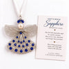 Stainless Steel Birthstone Angel Pendant With Crystal Pearl Charm Elegant Romantic Birthday Gift Jewelry Set