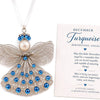 Stainless Steel Birthstone Angel Pendant With Crystal Pearl Charm Elegant Romantic Birthday Gift Jewelry Set