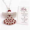 Stainless Steel Birthstone Angel Pendant With Crystal Pearl Charm Elegant Romantic Birthday Gift Jewelry Set