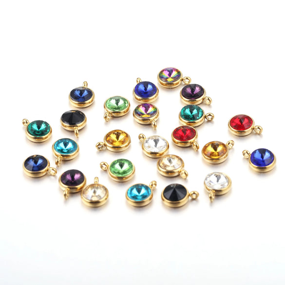 Stainless Steel Birthstone Pendant Vacuum Plated Jewelry Accessories