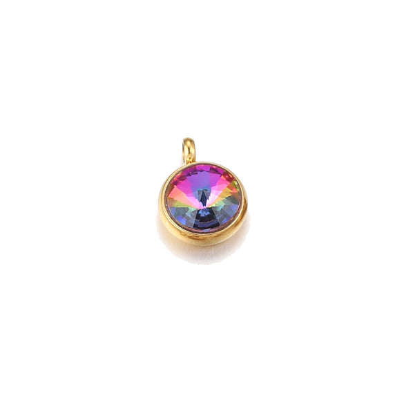 Stainless Steel Birthstone Pendant Vacuum Plated Jewelry Accessories