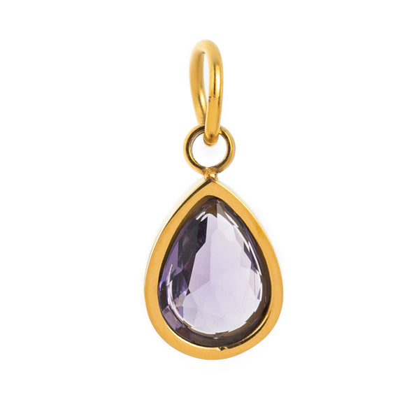 Stainless Steel Birthstone Zircon Necklace Pendant With Vacuum Electroplated 18K Gold