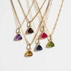 Stainless Steel Birthstone Zircon Necklace Pendant With Vacuum Electroplated 18K Gold