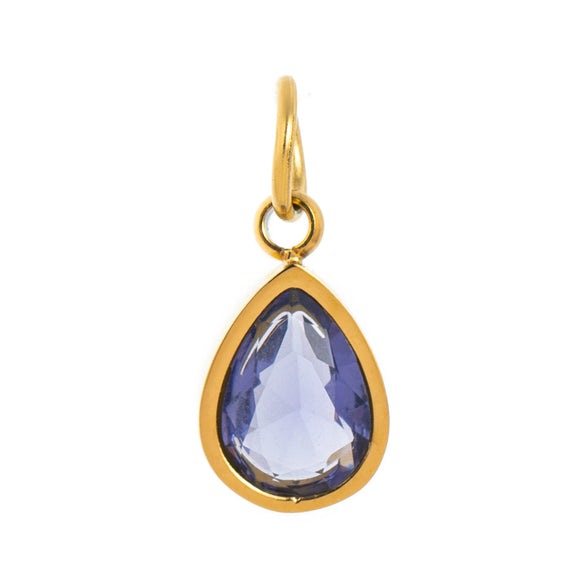Stainless Steel Birthstone Zircon Necklace Pendant With Vacuum Electroplated 18K Gold