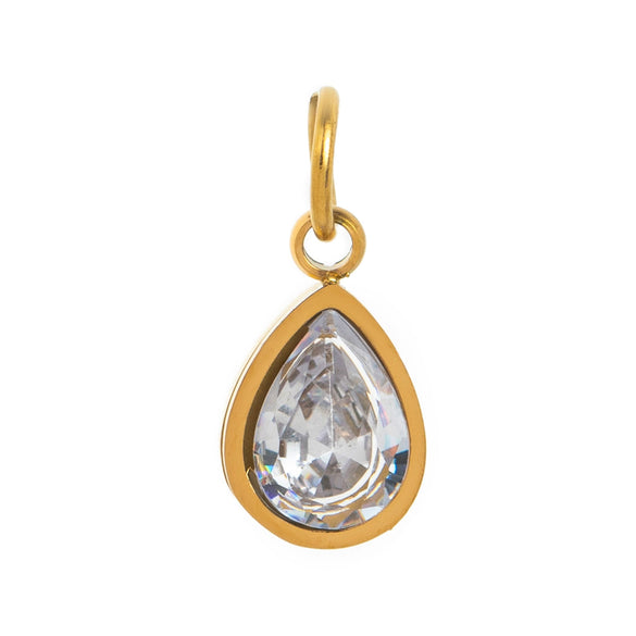 Stainless Steel Birthstone Zircon Necklace Pendant With Vacuum Electroplated 18K Gold