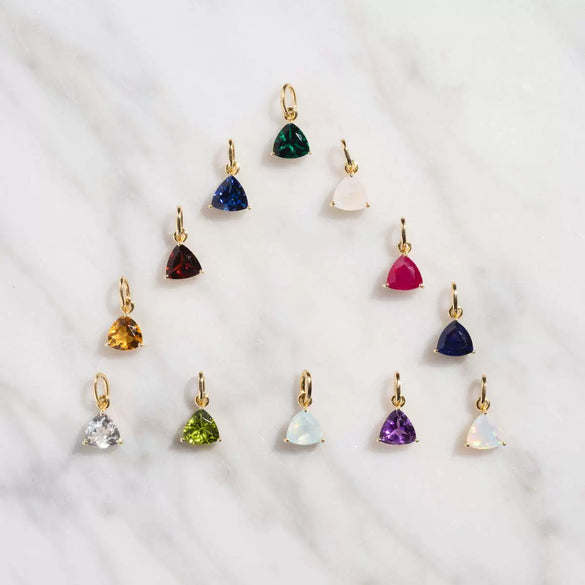Stainless Steel Birthstone Zircon Necklace Pendant With Vacuum Electroplated 18K Gold