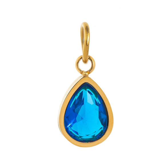 Stainless Steel Birthstone Zircon Necklace Pendant With Vacuum Electroplated 18K Gold