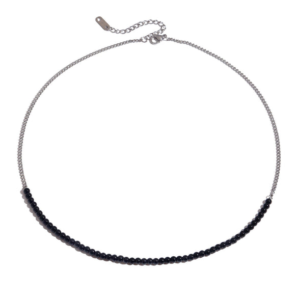 Stainless Steel Black Onyx Turquoise Clavicle Necklace With Electroplating