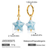 Stainless Steel Blue Ceramic Starfish Pendant Earrings Ocean Vintage Style Electroplated